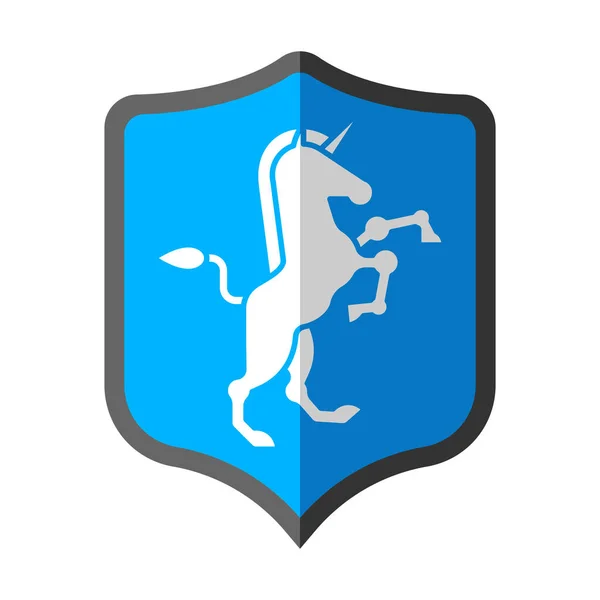 Unicorn Shield Símbolo Heráldico Assine Animal Para Brasão Armas Vector — Vetor de Stock