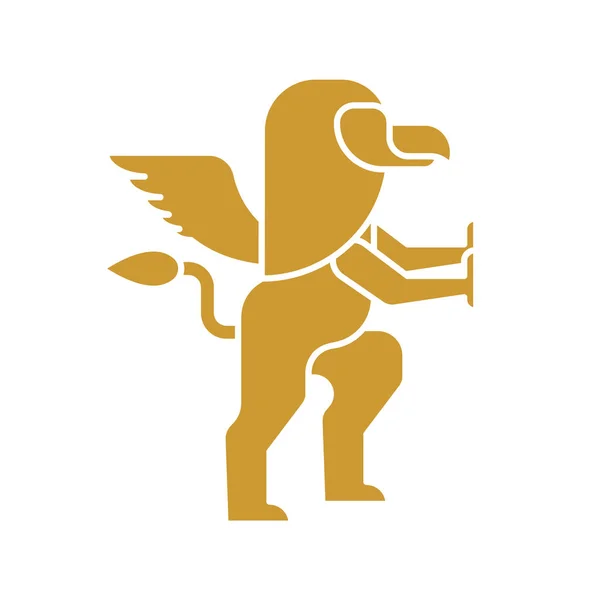 Griffin Heraldyczny Symbol Herb Znak Zwierzę Pozdrowienie Wektor — Wektor stockowy