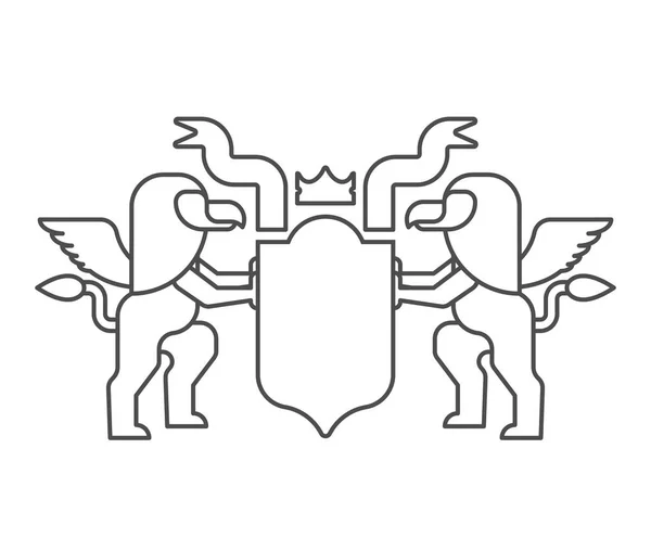 Griffin Escudo Símbolo Heráldico Firma Animal Para Escudo Armas Ilustración — Vector de stock