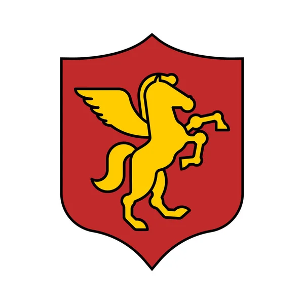Pegasus Sköld Heraldiska Symbol Registrera Djur För Vapen Royal Häst — Stock vektor