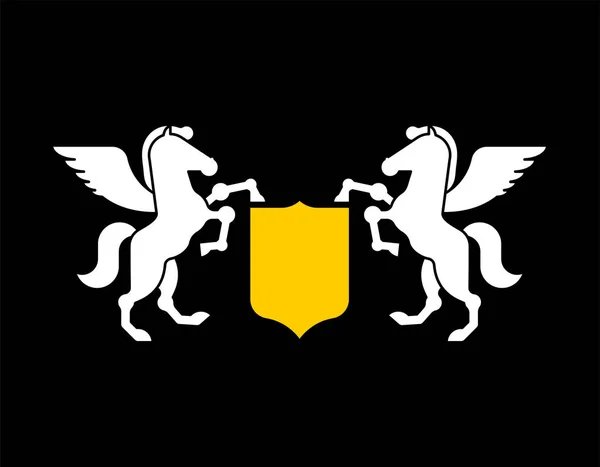 Pegasus Štít Heraldickým Symbolem Označení Zvířat Pro Znak Royal Horse — Stockový vektor