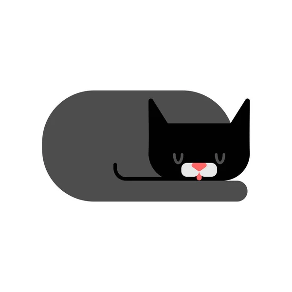 Black Cat Sleeps Isolated Sleeping Pet Vector Illustration — Stock Vector
