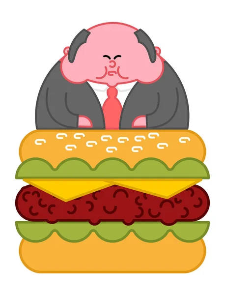 Бос Бургер Густий Жир Директор Офіс Лідер Гамбургер Векторні Ілюстрації — стоковий вектор