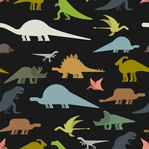 Dinosaurs Seamless Pattern Dino Texture Prehistoric Monster Lizard Background Ancient — Stock Vector