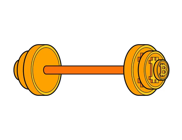 Bitcoin Barbell Isolated Crypto Currency Strength Vector Illustratio — Stock Vector