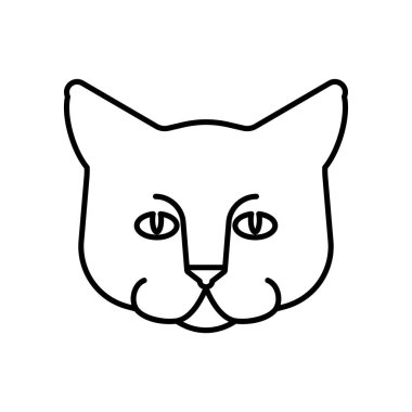 Kedi yüz doğrusal tarzı. Ev evde beslenen hayvan vektör illustratio