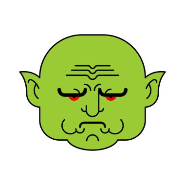 cin huysuz yeşil troll face. Kızgın org kafa. Vektör illustratio