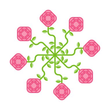 Gül buketi. Pembe çiçek izole. Vektör illustratio