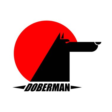Doberman işareti köpek koruyucu. Evde beslenen hayvan vektör illustratio