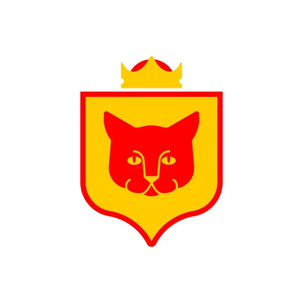 Kot Tarcza Heraldyczny Symbol Znak Zwierzę Herb Royal Kitten Wektor — Wektor stockowy