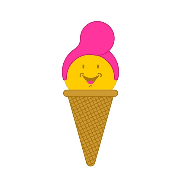 Ice Cream Šťastný Samostatný Icecream Vektorové Ilustrace — Stockový vektor