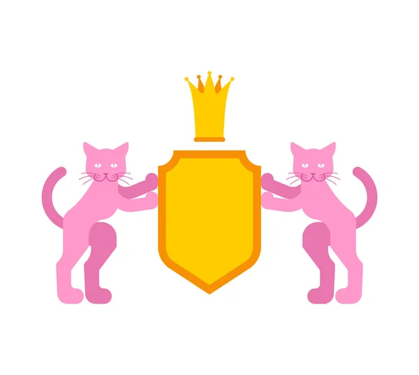 猫と盾の紋章 紋章付き外衣のためのペット ベクトル Illustratio — ストックベクタ
