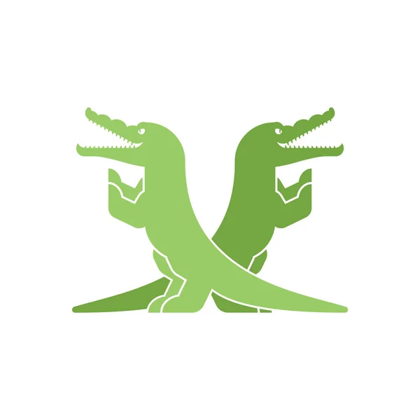 Symbole Héraldique Crocodile Signe Animal Pour Armoiries Illustration Vectorielle Alligator — Image vectorielle