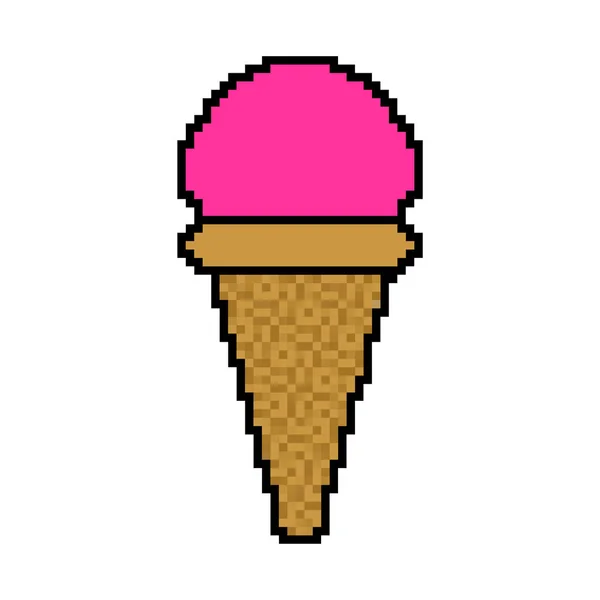 Gelato Pixel Art Illustrazione Vettoriale Icecream Bit — Vettoriale Stock