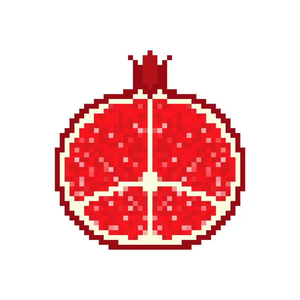 Ρόδι Pixel Art Κόκκινο Φρέσκα Ζουμερά Φρούτα Bit Εικονογράφηση Διάνυσμα — Διανυσματικό Αρχείο