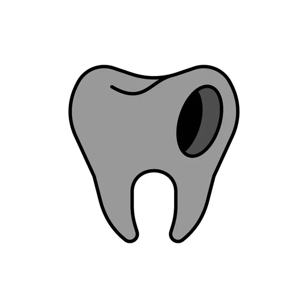 Dente Com Buraco Dente Doente Cáries Pulpite Dor Dente Vector —  Vetores de Stock