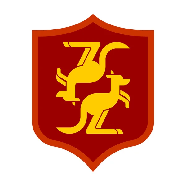Kangaroo Sköld Heraldiska Symbol Australien Vapensköld Australian Royal Nationella Emblem — Stock vektor