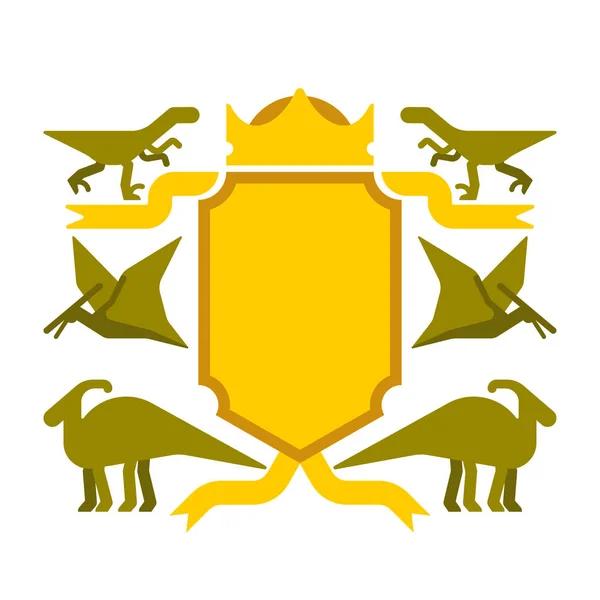 Dinosaurus Schild Heraldische Symbool Dino Teken Prehistorische Beest Voor Wapen — Stockvector