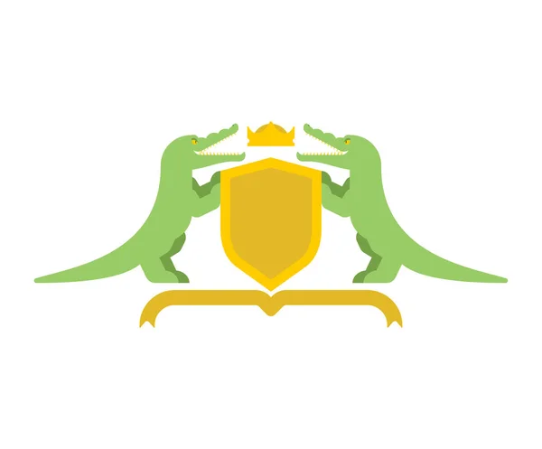 Crocodile Shield Heraldic Symbol Royal Alligator Coat Arms Vector Illustratio — Stock Vector