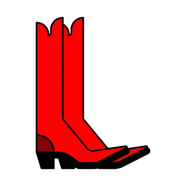 Bottes Cow Boy Rouge Chaussures Style Campagnard Illustration Vectorielle — Image vectorielle