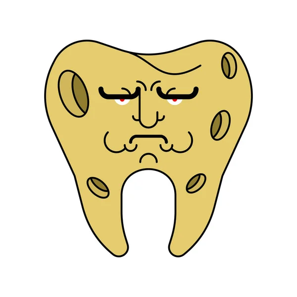 穴が付いている悲しい歯 病気歯 う蝕や歯髄炎歯痛ベクトル Illustratio — ストックベクタ