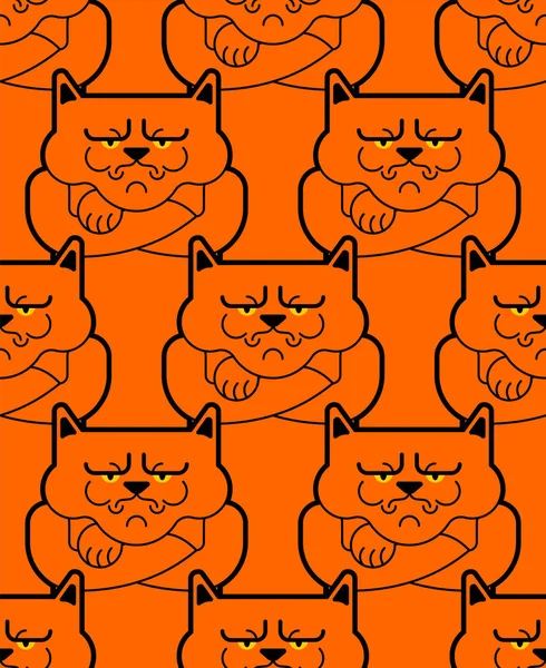 Grumpy Cat Mönster Sömlös Arga Sällskapsdjur Bakgrund Vector Illustratio — Stock vektor