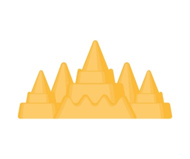 Kumdan kale izole. Sandcastle çocuk oyunu Sahilde. Vektör illustratio