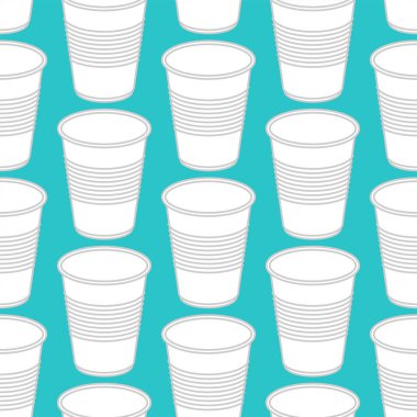 Plastik bardak model sorunsuz. Tek kullanımlık yemekleri arka plan. Vektör çizim