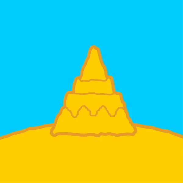 Sandcastle Praia Castelo Areia Vector Illustratio —  Vetores de Stock