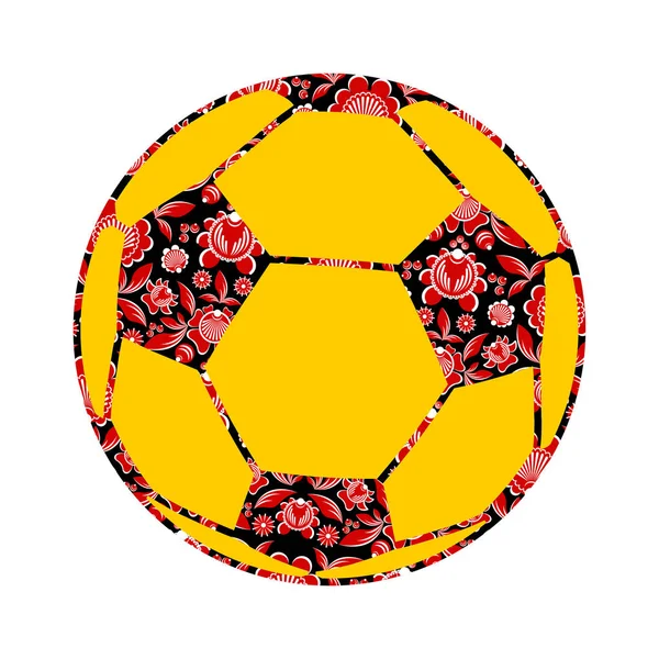 Футбольный Мяч Русский Народный Картина Хохломского Футбольного Мяча Векторные Иллюстрации — стоковый вектор