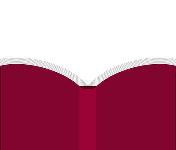 Open red book back isolated. Vector illustratio