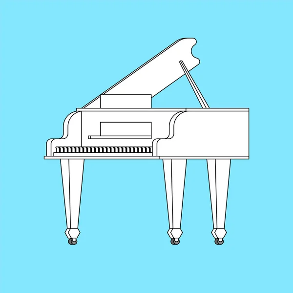 Piano Branco Isolado Instrumento Musical Vector Illustratio — Vetor de Stock