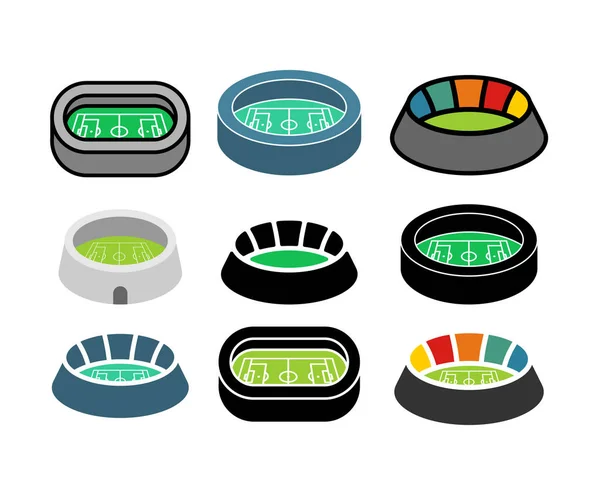 경기장 집합입니다 경기장 아이콘입니다 스포츠 건물입니다 Illustratio — 스톡 벡터