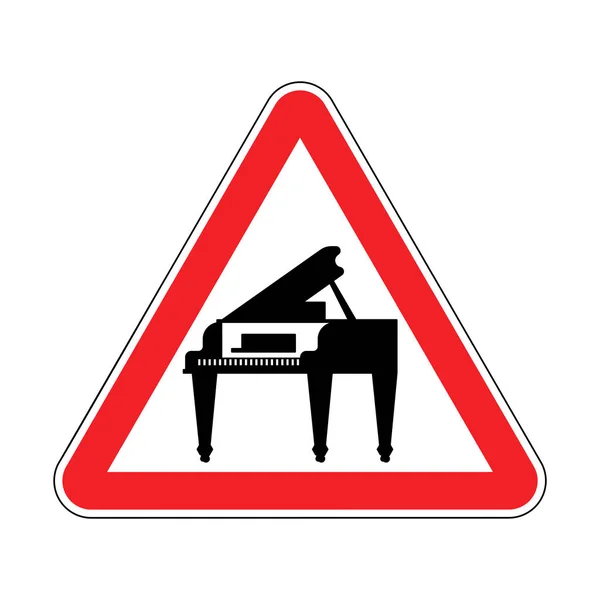 Atenção Piano Sinal Estrada Triangular Proibido Vermelho Cuidado Música Vector — Vetor de Stock
