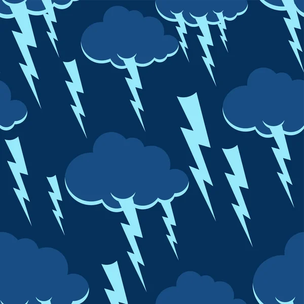 Modello Nuvola Fulmini Senza Soluzione Continuità Sfondo Temporale Struttura Meteorologica — Vettoriale Stock