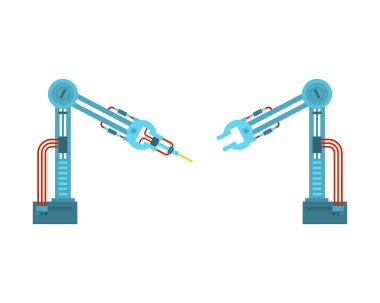 Endüstriyel robot manipülatör izole. Mekanik el. Endüstriyel teknoloji. Vektör çizim.