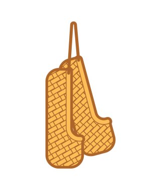 Bast Ayakkabı izole. Rus ulusal halk eski ayakkabıları. Rusya tarihi ayakkabı. Vektör çizim