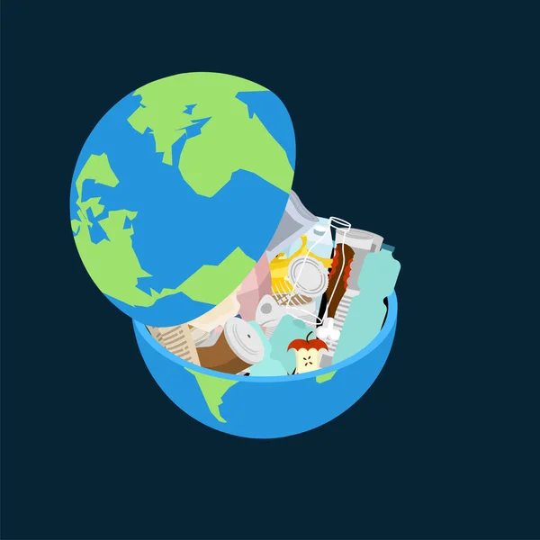 Сміттєзвалище Землі Планета Сміття Мальовничий Двір Векторні Ілюстрації — стоковий вектор