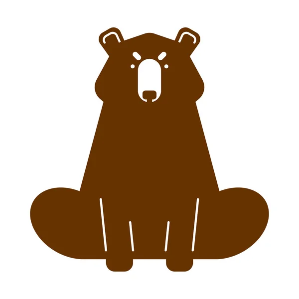 Grizzlybär Isoliert Wildes Raubtier Vektor Illustratio — Stockvektor