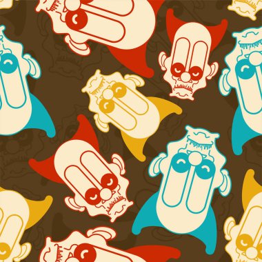 Korkutucu palyaço desen sorunsuz. Korkunç süsleme. kabus arka plan vektör