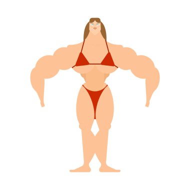 Kadın vücut geliştirmeci izole. Femqle güçlü. Vektör illustratio