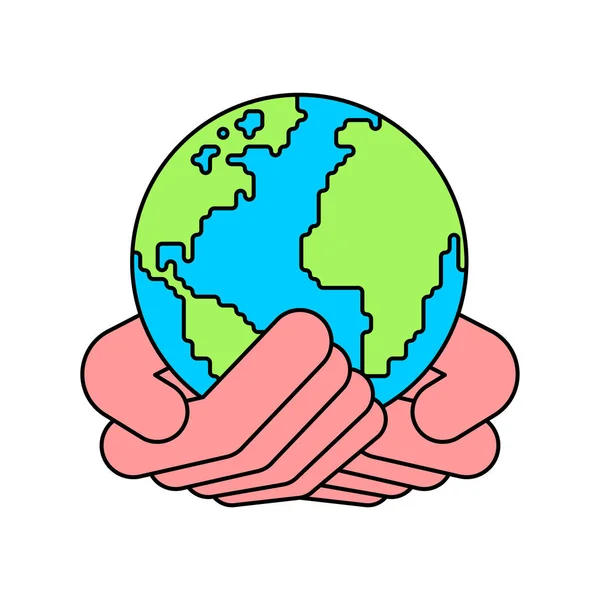 Землі Долонею Вгору Векторні Illustratio Планети — стоковий вектор