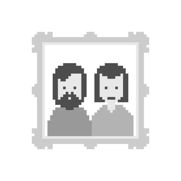 Portrait Parents Pixel Art Cadre Maman Papa Bits Photo Famille — Image vectorielle