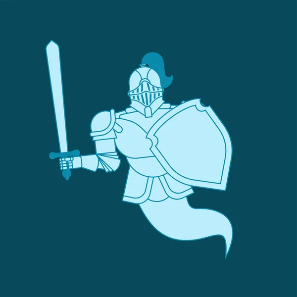 Knight Ghost Isolerade Metall Rustning Krigare Järn Rustning Vector Illustratio — Stock vektor