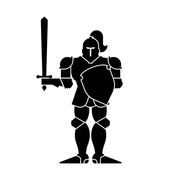 Значок Рыцаря Воин Металлических Доспехов Железные Доспехи Тарелка Меч Векторные — стоковый вектор