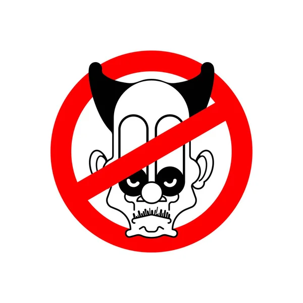 Stoppa Scary Clown Ban Circus Röd Förbuds Vägmärke Vector Illustratio — Stock vektor
