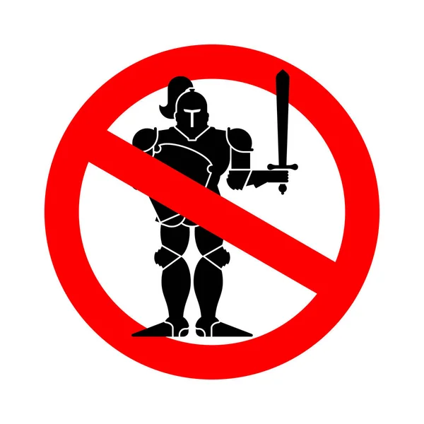Zastavte Knight Ban Warrior Středověké Červené Zápůrčí Dopravní Značka Vektor — Stockový vektor
