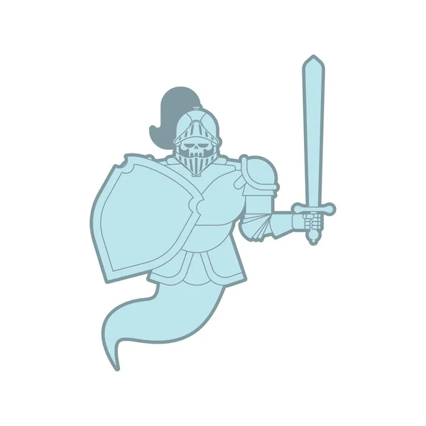 Knight Ghost Isolerade Metall Rustning Krigare Järn Rustning Vector Illustratio — Stock vektor