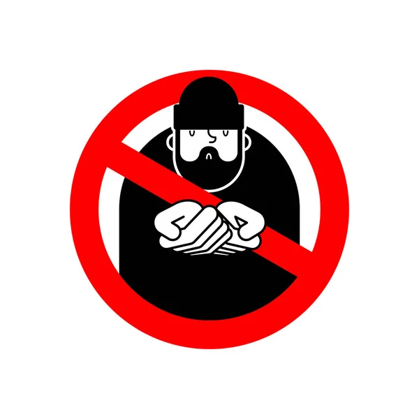 Arrêtez Les Sdf Interdire Les Mendiants Panneau Rouge Interdit Pas — Image vectorielle