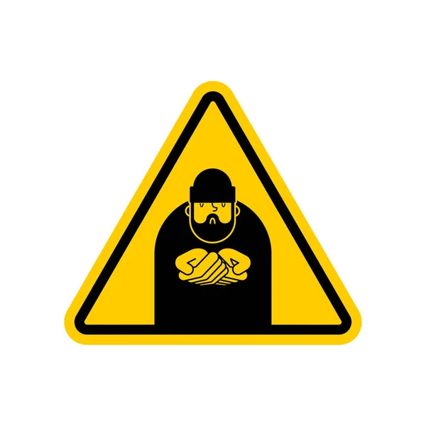 Aufmerksamkeit Obdachlos Gefahr Besteht Nicht Gelbe Vorsicht Verkehrszeichen Schlecht Illustration — Stockvektor
